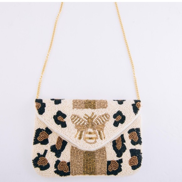 SASHA Leopard & Bee Beaded Shoulder Envelope Purse - Picture 9 of 9
